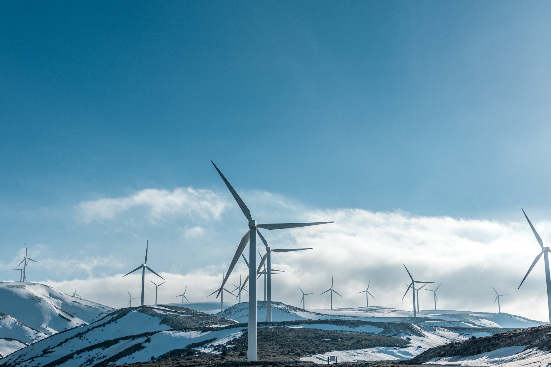 Wind turbines on a hillside